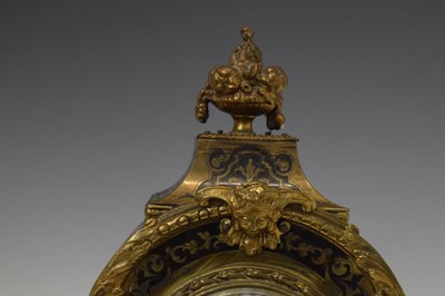 Lot 356 - Late 19th century French red boulle mantel clock