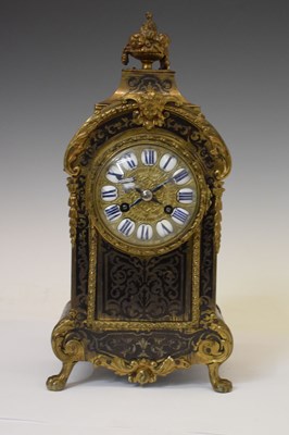 Lot 356 - Late 19th century French red boulle mantel clock