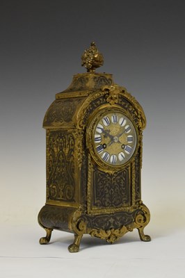 Lot 356 - Late 19th century French red boulle mantel clock