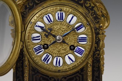 Lot 356 - Late 19th century French red boulle mantel clock