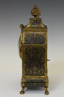 Lot 356 - Late 19th century French red boulle mantel clock