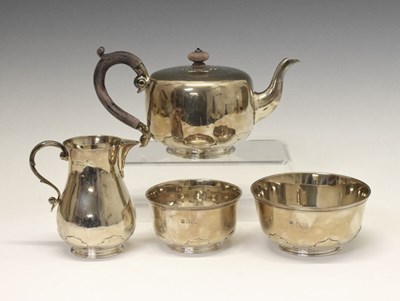 Lot 99 - Queen Victoria/Edward VII silver four-piece teaset
