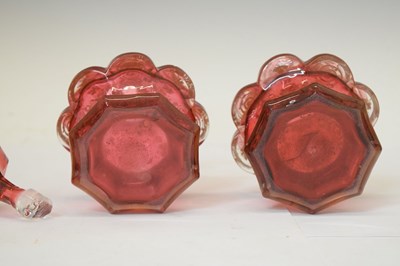 Lot 287 - Pair of cranberry glass perfume bottles