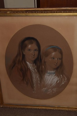 Lot 518 - Alexander Blackley (1816-1903) - Oval pastel of two young girls