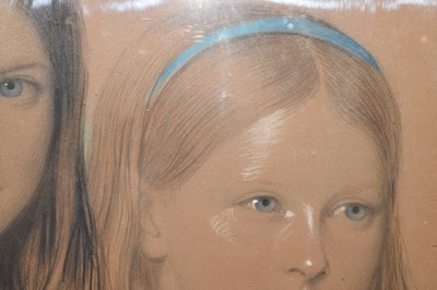 Lot 518 - Alexander Blackley (1816-1903) - Oval pastel of two young girls