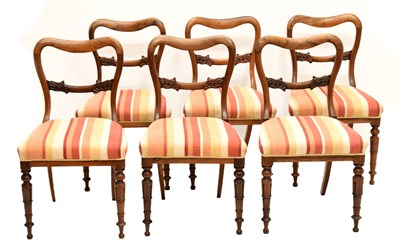 Lot 499 - Set of six Victorian rosewood kidney-back dining chairs