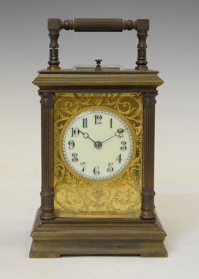 Lot 525 - French brass-cased repeater carriage clock