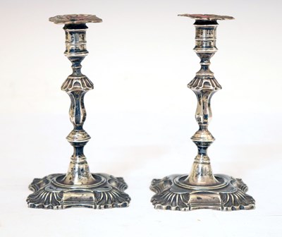 Lot 151 - Pair of Edward VII diminutive silver candlesticks/taper sticks