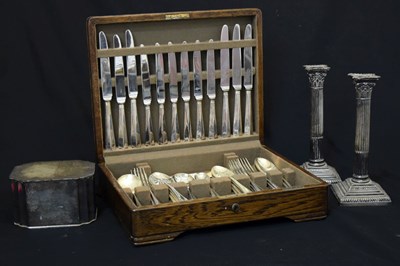 Lot 540 - Canteen of Old English pattern silver plated cutlery, etc