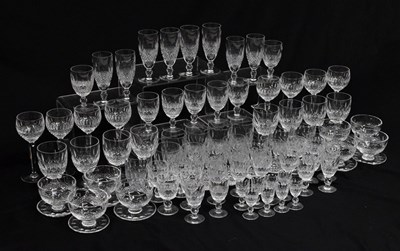 Lot 286 - Near complete eight person suite of Waterford Crystal 'Coleen' pattern glasses