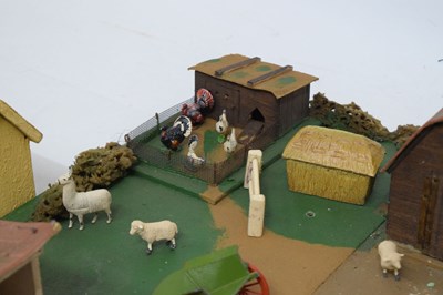 Lot 254 - Scratch built fold-up farm yard play set, plus Charbens and Britains figures