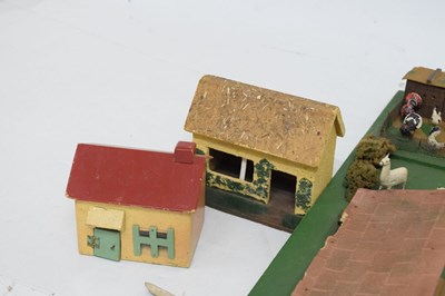 Lot 254 - Scratch built fold-up farm yard play set, plus Charbens and Britains figures