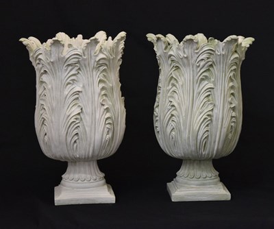 Lot 537 - Pair of resin leaf vases