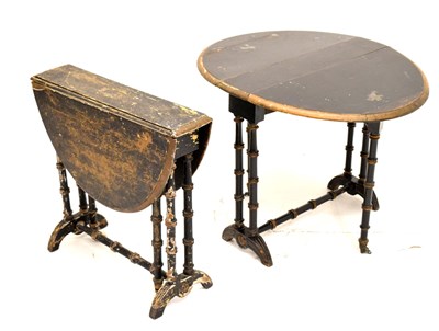 Lot 505 - Pair of Victorian ebonised Sutherland tables