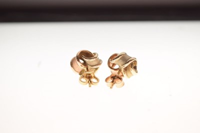 Lot 38 - Pair of 14ct gold tri-colour knot ear studs, 4g approx. .