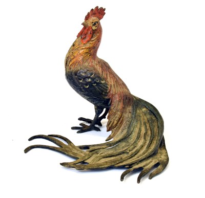 Lot 126 - Austrian cold painted bronze model of a cockerel