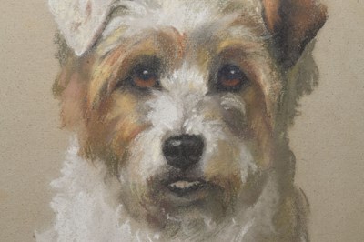 Lot 408 - Two dog paintings and a print after Amy Scott