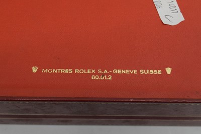 Lot 111 - Rolex - Vacant watch box with tapestry embroidered lid