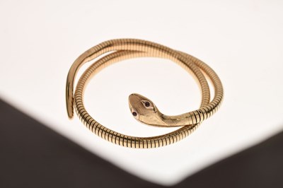 Lot 37 - 9ct gold and steel spring snake bracelet