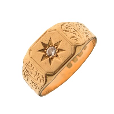 Lot 11 - 18ct gold gypsy set diamond signet ring
