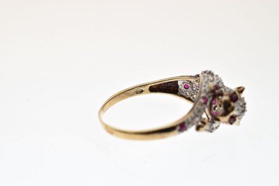 Lot 17 - 9ct gold, ruby and diamond 'Panther' ring