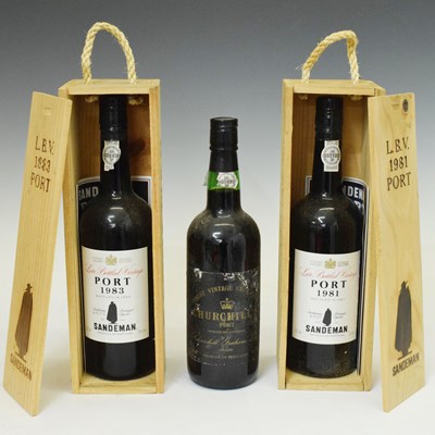 Lot 552 - Two bottles Sandeman LBV Port, and a bottle of Churchill's Finest Vintage Character Port