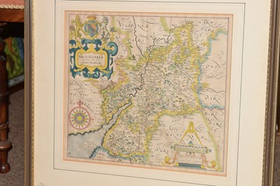 Lot 418 - Two 17th century hand-coloured maps of Gloucestershire & Warwickshire