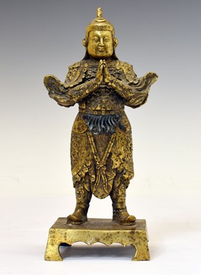 Lot 244 - Chinese Qing Dynasty cast bronze figure of Weituo Pusa