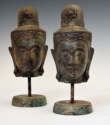 Lot 245 - Pair of Thai cast alloy busts of Uma, consort of Shiva