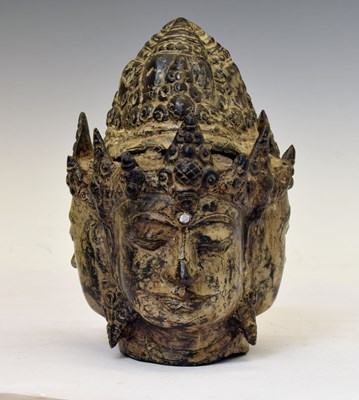 Lot 246 - East Asian (probably Sino-Tibetan) cast alloy bust of Ushnishavijaya