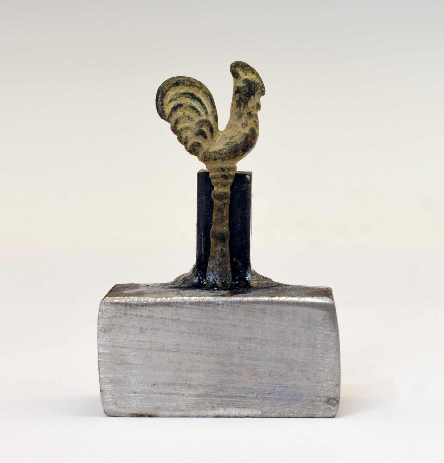 Lot 151 Bronze pipe tamper in the form of a cockerel