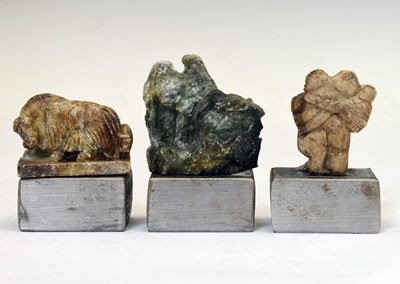 Lot 534 - Three carved soapstone figures