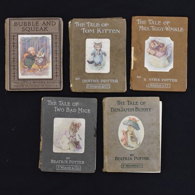 Lot 368 - First edition of 'Bubble and Squeak' by Harry Golding, with four very early Beatrix Potter books