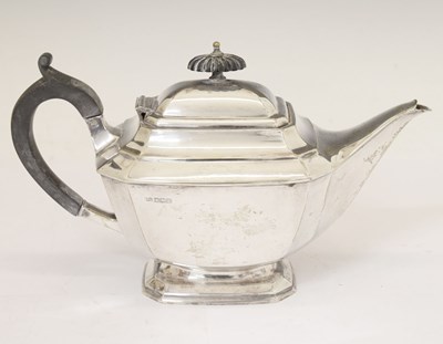 Lot 153 - George V silver teapot of shaped rectangular form