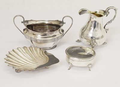 Lot 130 - Victorian silver milk jug, George V silver sugar bowl, etc