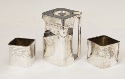 Lot 199 - Silver plated T.W & S 'cube' three-piece tea set