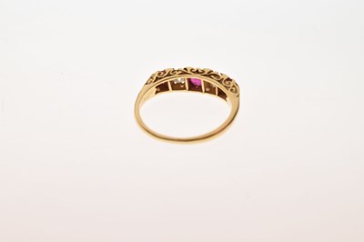 Lot 18 - 18ct gold ruby and diamond five-stone ring