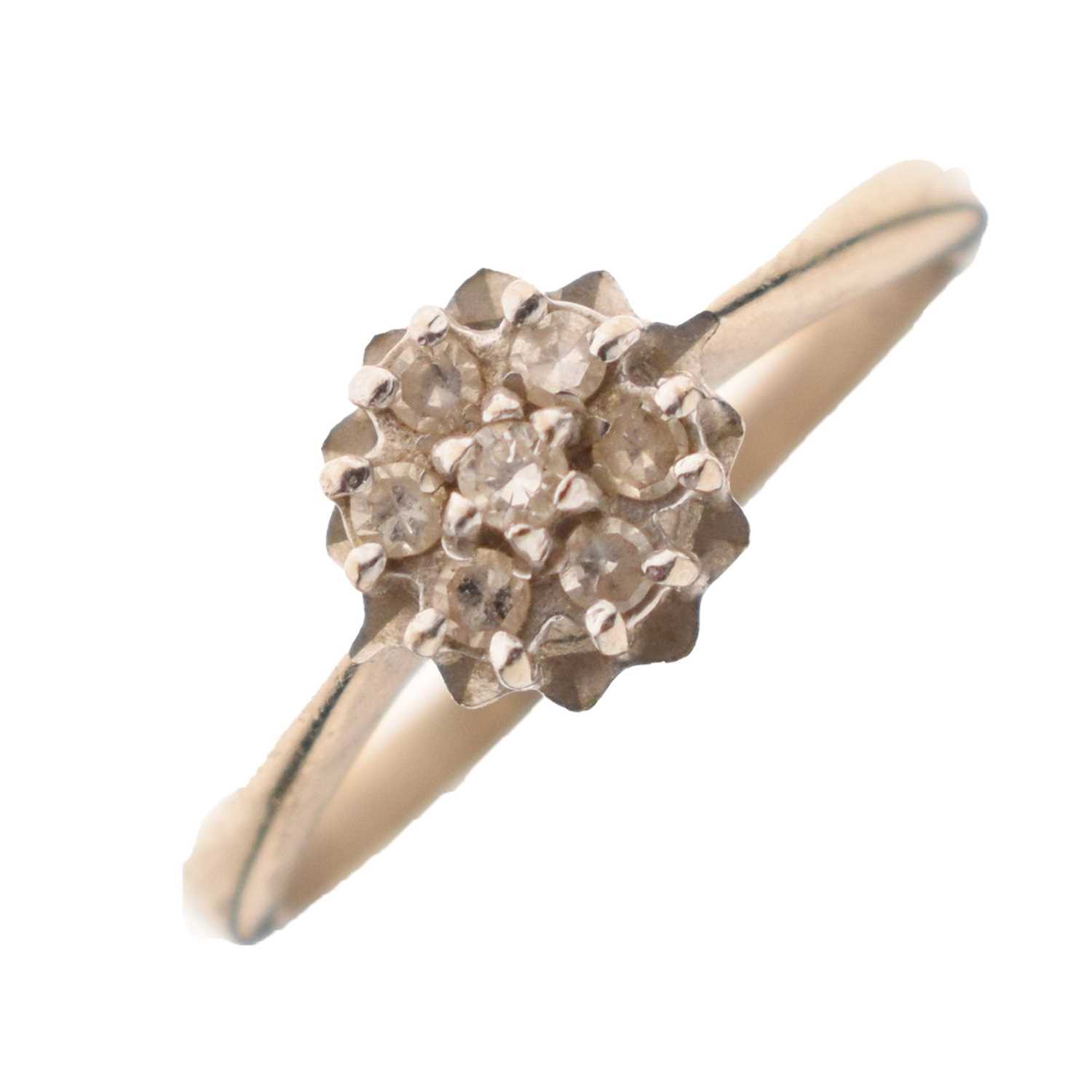 Lot 1 - Diamond cluster ring, the white metal mount stamped '18ct'