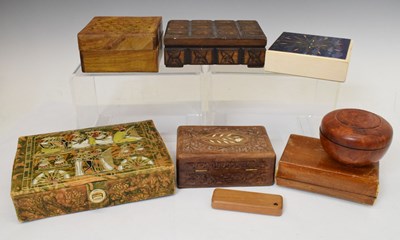 Lot 221 - Small group of carved wooden boxes