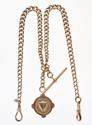 Lot 66 - 9ct gold double Albert watch chain