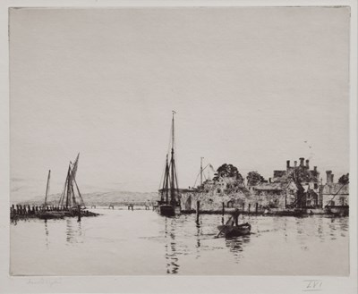 Lot 549 - Harold Wyllie (1880-1973) - Etching - Yarmouth Harbour, Isle of Wight