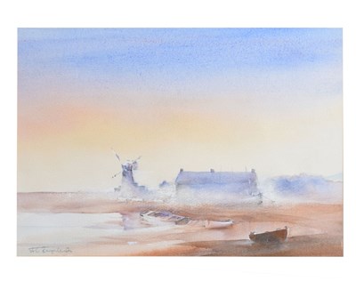 Lot 568 - John Farquharson (1865-1931) - Watercolour - Coastal scene with windmill