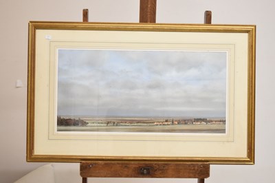 Lot 569 - Peter Barker - Pastel - Village landscape, Thornham, Norfolk