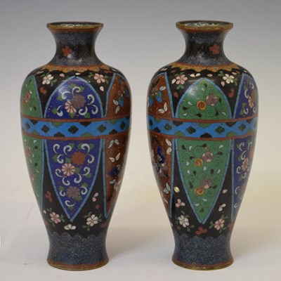 Lot 466 - Pair of Chinese cloisonné vases circa 1900