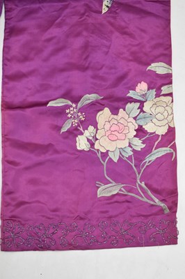Lot 535 - Lady's Chinese embroidered purple silk jacket and trousers, circa 1900