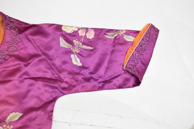 Lot 535 - Lady's Chinese embroidered purple silk jacket and trousers, circa 1900