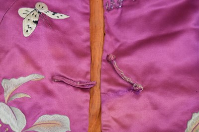Lot 535 - Lady's Chinese embroidered purple silk jacket and trousers, circa 1900