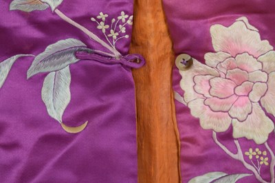 Lot 535 - Lady's Chinese embroidered purple silk jacket and trousers, circa 1900