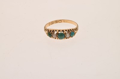Lot 19 - Victorian turquoise and diamond five stone 18ct gold ring