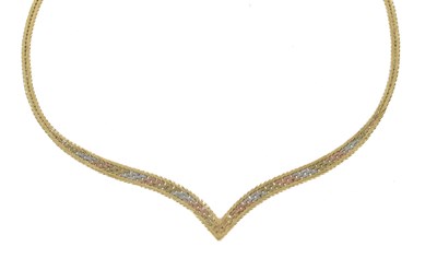 Lot 44 - 9ct three-colour gold collar necklace